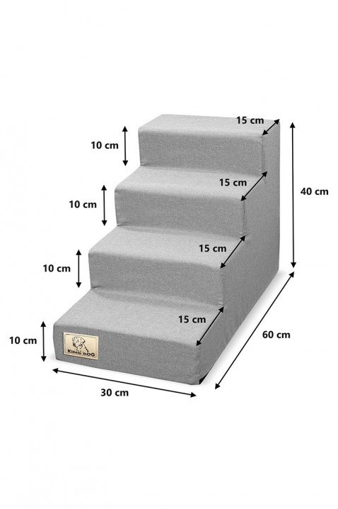 ZELINZO 30 cm X 60 cm X 40 cm kutyalépcső, Szín: szürke, IVET.HU - A te online butikod.